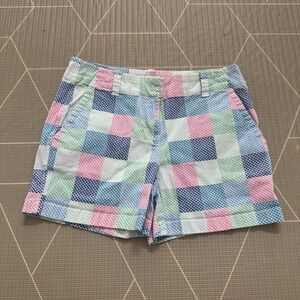 Vineyard Vines Multicolor Checkered Plaid High Waist Shorts 4 Chino